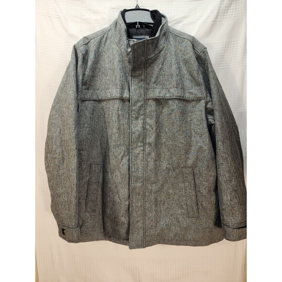 Dockers Mens XXL Grey Softshell Quilted Insulated Zip Up Jacket Coat